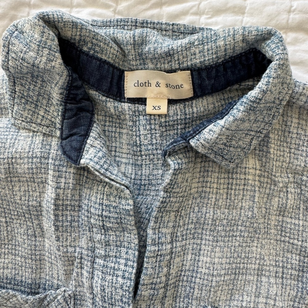 Cloth & Stone Textured Blue Shirt - 100% Cotton - Picture 2 of 6